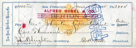 F. Berton/Alfred Borel check 1885
